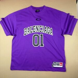 MEN'S BALENCIAGA BASKETBALL T-SHIRT DEEP PURPLE DRY JERSEY XXL CREW REGULAR FIT